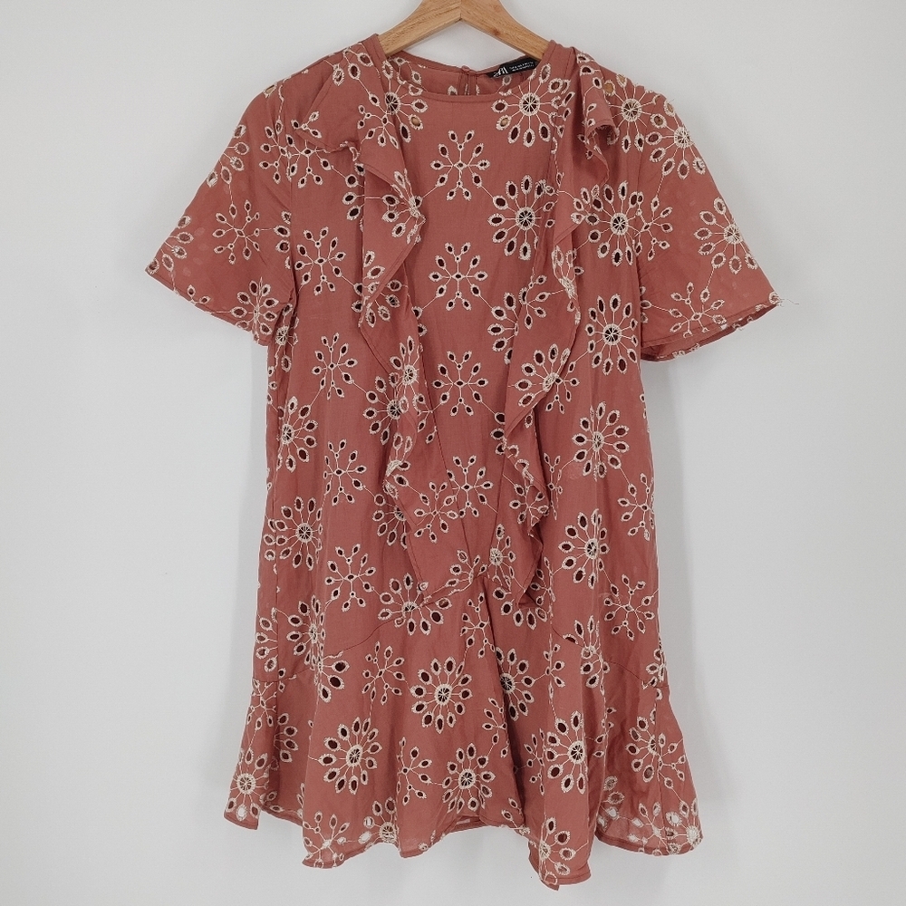 Zara Cotton Eyelet Short Sleeve Dress